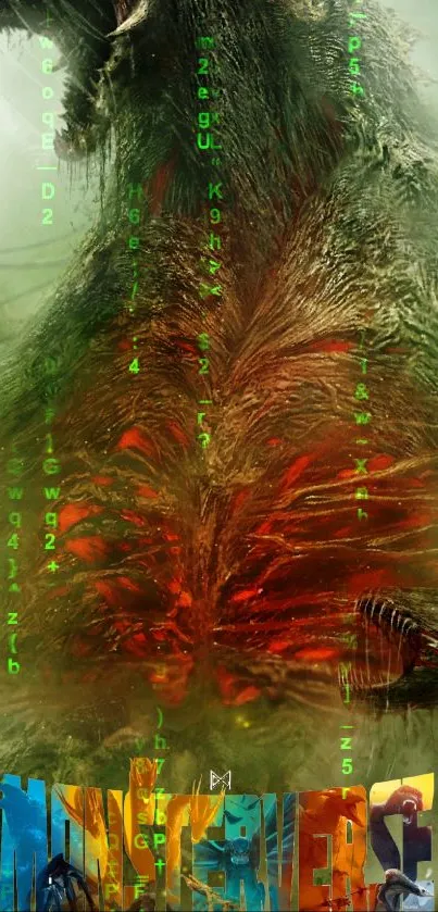 Futuristic monster wallpaper with vivid colors and dynamic digital design.