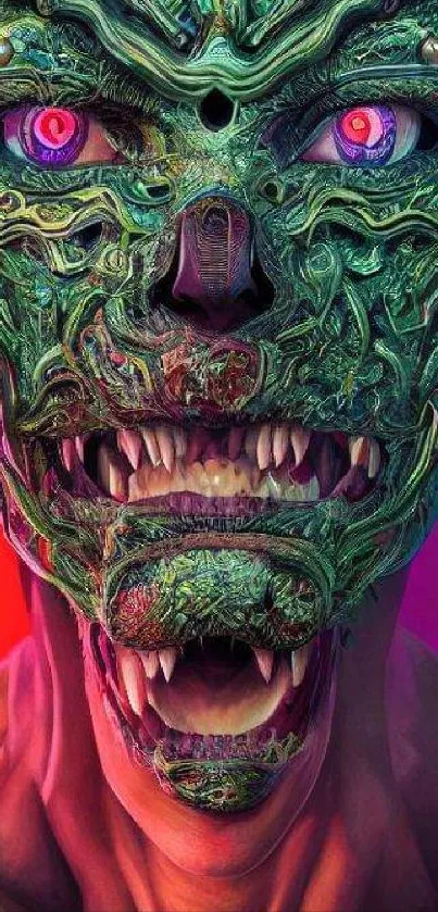 Intricate futuristic monster with vibrant colors and detailed design.