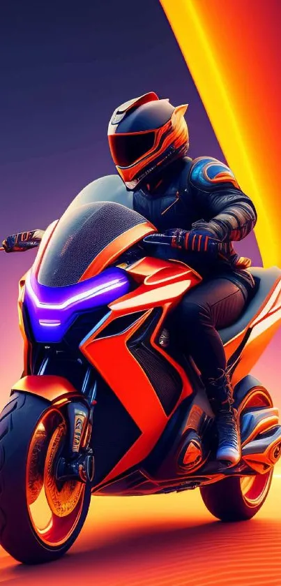 Vibrant futuristic motorcycle in neon colors