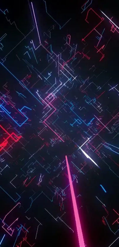 Futuristic neon abstract wallpaper with glowing lines.