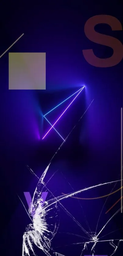 Futuristic neon abstract wallpaper with geometric shapes and vibrant colors.