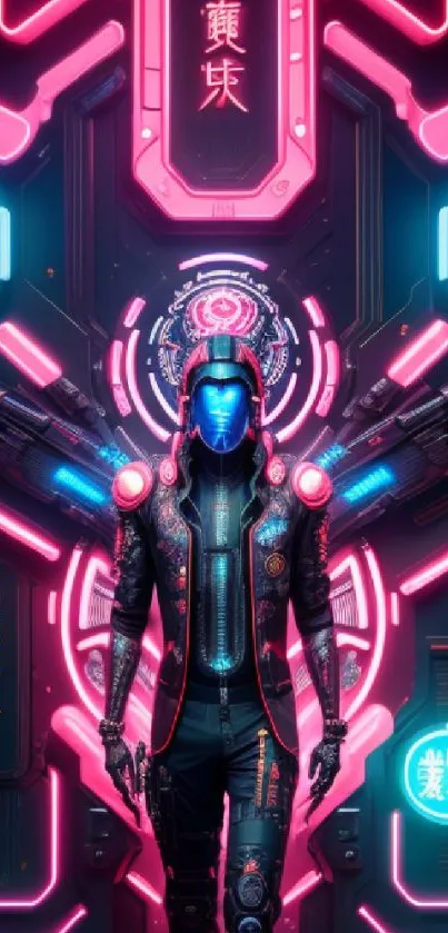 Futuristic glowing android with neon accents and digital details.