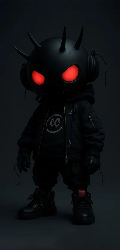 Dark-themed anime character with neon eyes.