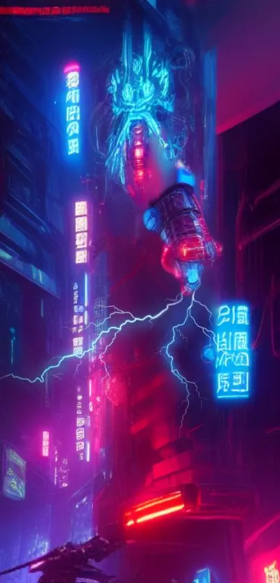 Vibrant neon cityscape with electric glow.