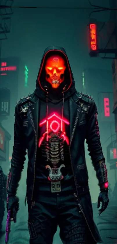 Cyberpunk figure in neon-lit futuristic cityscape.