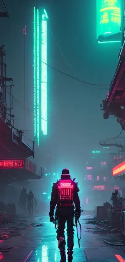 Futuristic cityscape with neon lights in a cyberpunk style, perfect for mobile wallpaper.