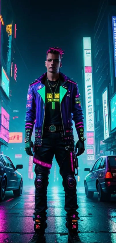 Futuristic cyberpunk cityscape with neon lights and vibrant urban ambiance.
