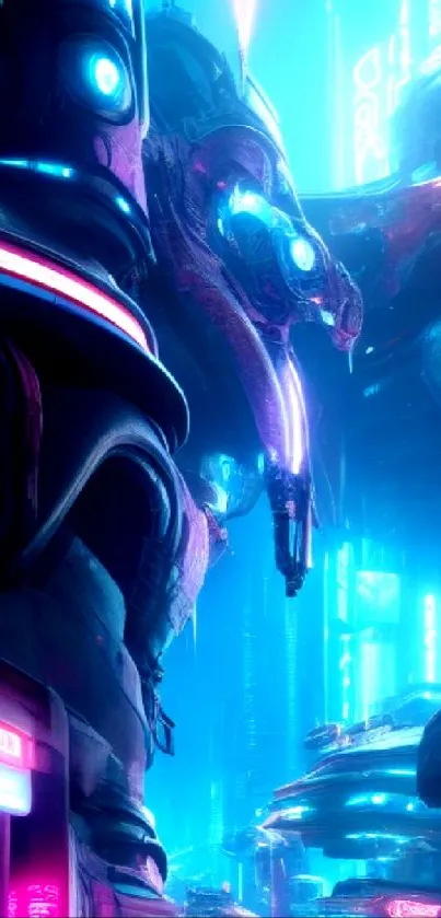 Futuristic neon cityscape with vibrant lights and cyberpunk aesthetics.