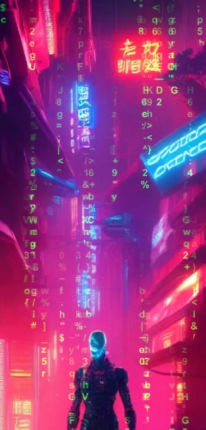 Futuristic cyberpunk city with neon lights and dark tones.