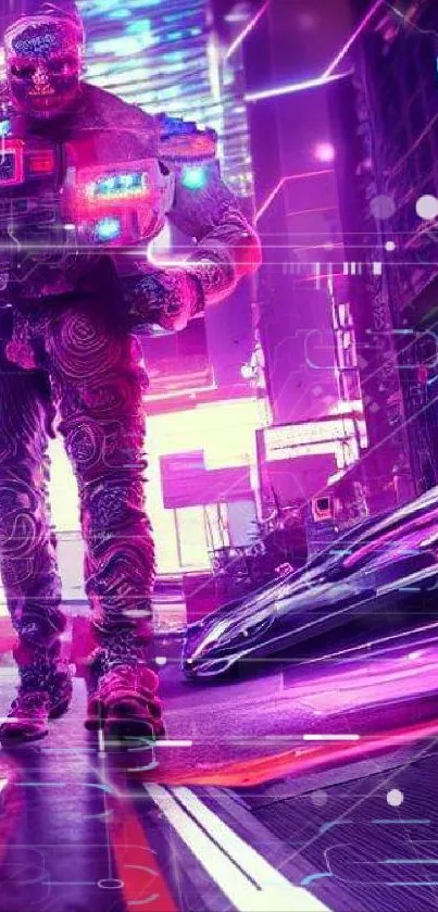 Futuristic neon cityscape with cyberpunk theme.