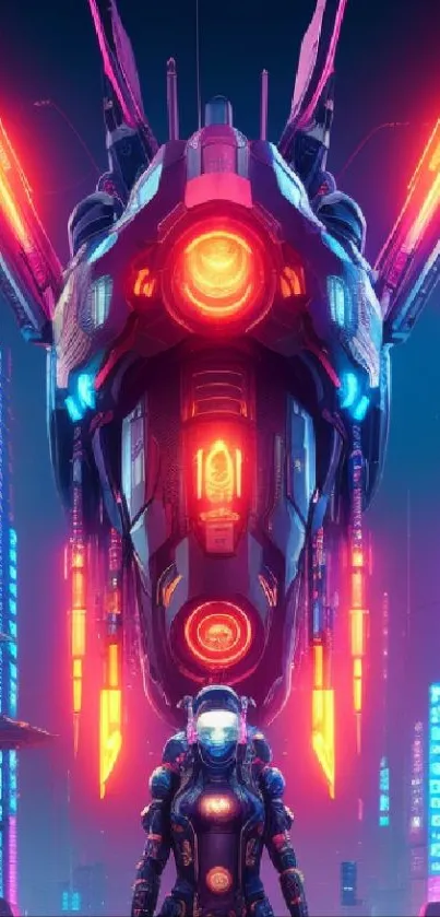 Futuristic cityscape with neon lights and a sci-fi theme, perfect for wallpapers.