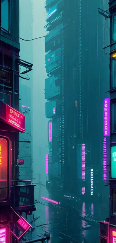 Futuristic neon-lit cityscape wallpaper with vibrant urban lights.