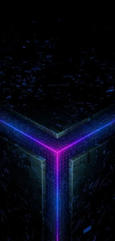 Futuristic neon cube wallpaper with a digital tech vibe.