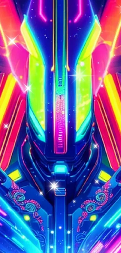 Futuristic neon cyber-themed wallpaper for mobile.