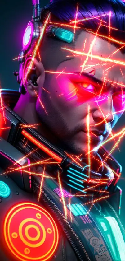 Vibrant neon cyberpunk character wallpaper.