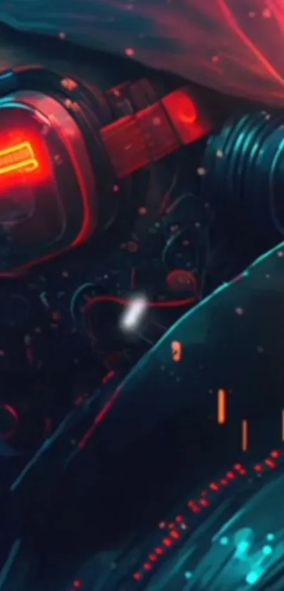 Futuristic neon cyberpunk mask art.