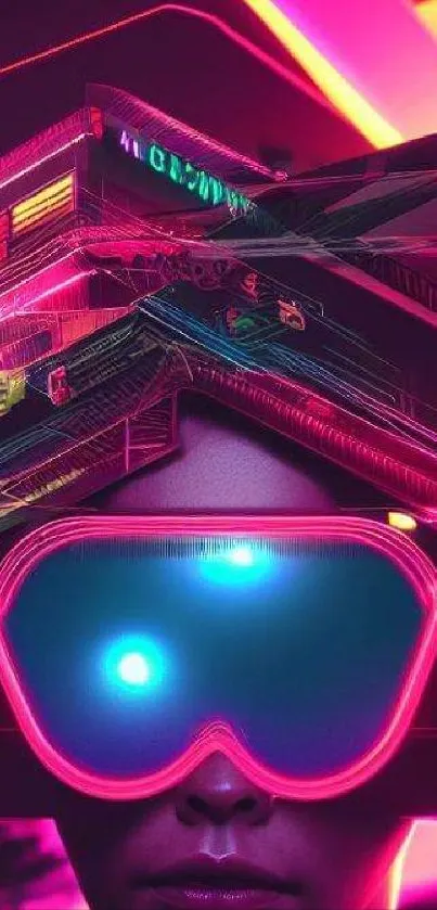 Futuristic neon cyberpunk wallpaper with vibrant colors.