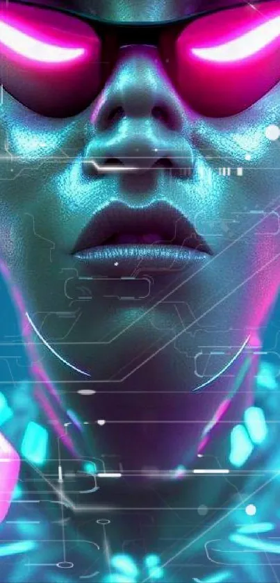 Futuristic cyberpunk art with neon pink highlights and digital aesthetics.