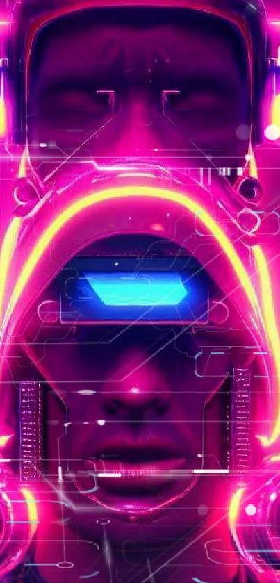 Futuristic neon cyberpunk themed art for mobile wallpaper.