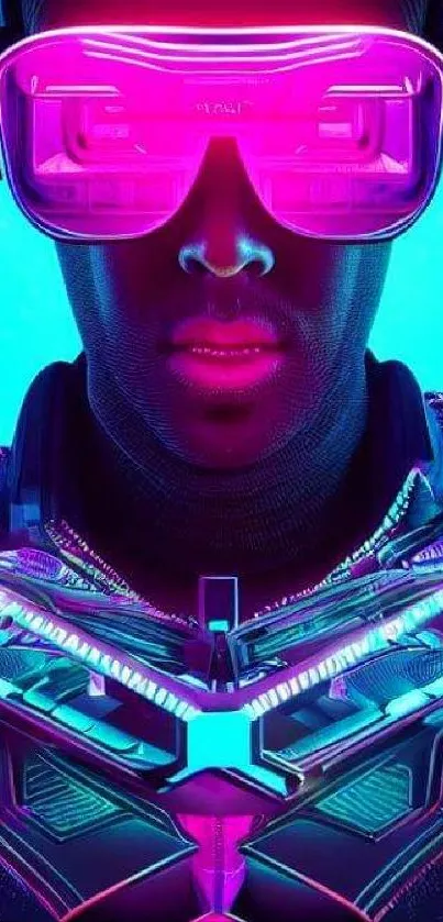 Futuristic cyberpunk neon wallpaper with glowing tech elements.