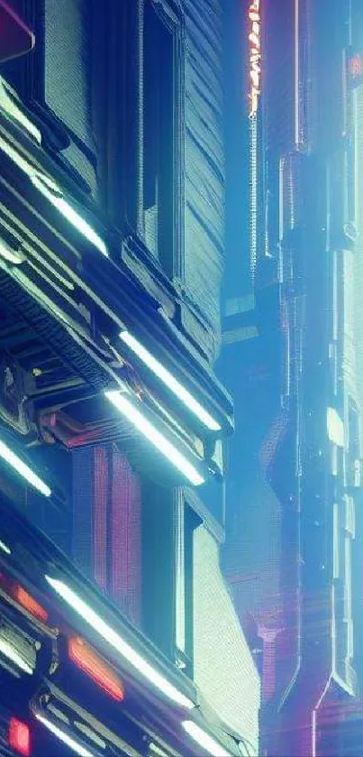 Futuristic cyberpunk city with neon lights and urban landscape.