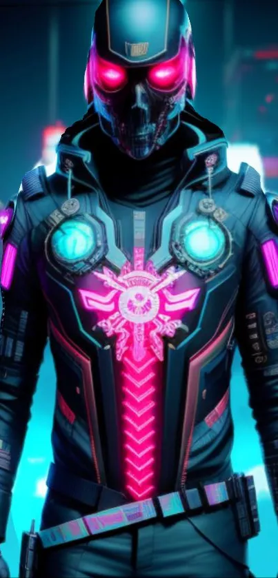 Futuristic neon cyberpunk character wallpaper with vibrant colors.