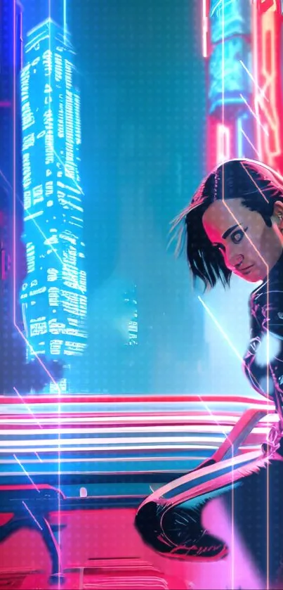 Futuristic cyberpunk neon wallpaper with vibrant cityscape and edgy design.