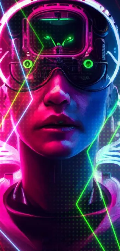 Futuristic neon cyberpunk art with magenta hues.