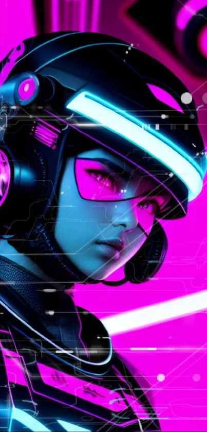 Vibrant neon cyberpunk character with bright pink and blue tones.