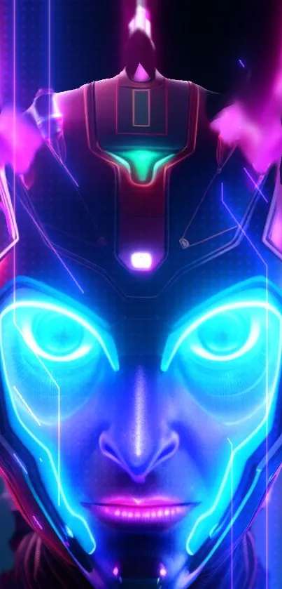 Futuristic cyberpunk wallpaper with neon glow and vibrant colors.