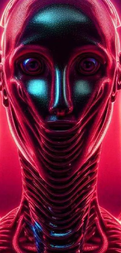 Futuristic neon cyborg art with vibrant pink tones.