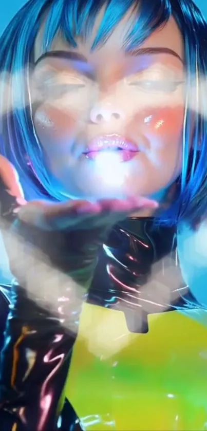 Futuristic neon fantasy art with vibrant colors.