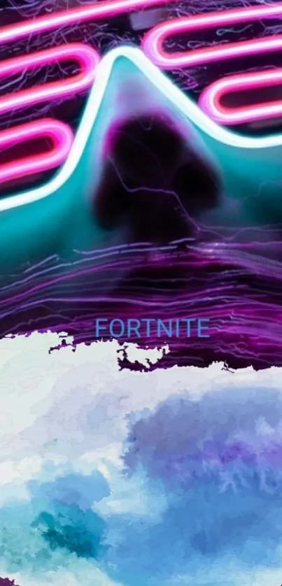 Neon-themed Fortnite wallpaper with vibrant colors and futuristic design.