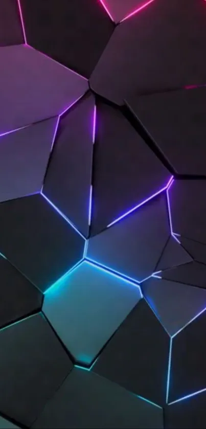 Abstract geometric wallpaper with neon lights.