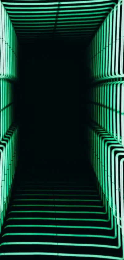 Futuristic wallpaper featuring glowing neon green lines against a dark background.