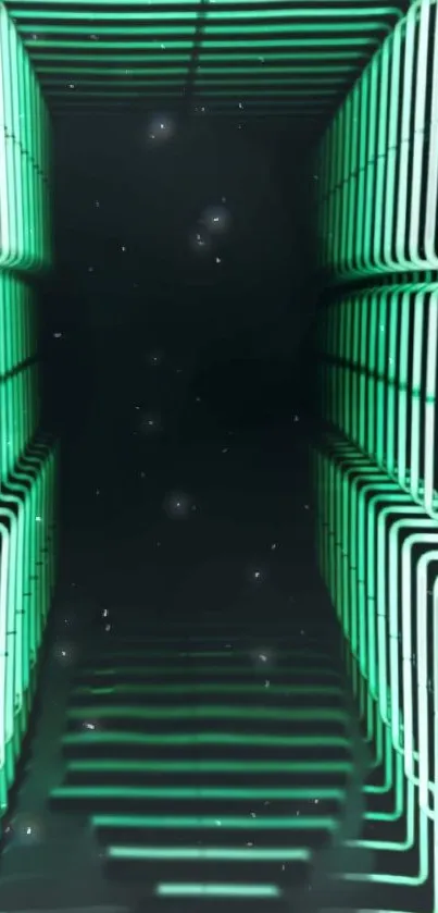 Futuristic neon green tunnel with dynamic glowing lines.