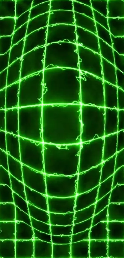 Neon green futuristic grid pattern on a mobile wallpaper.