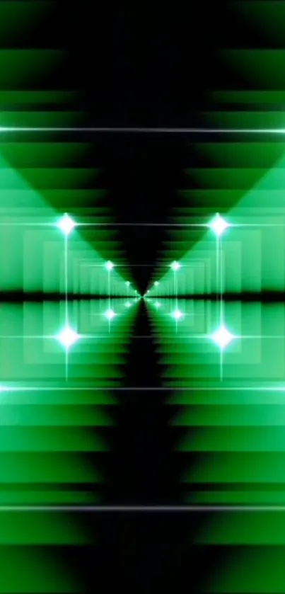 Futuristic neon green wallpaper with glowing geometric patterns.