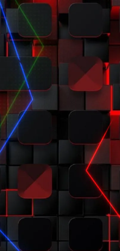 Futuristic neon grid wallpaper with vibrant colors and abstract design.