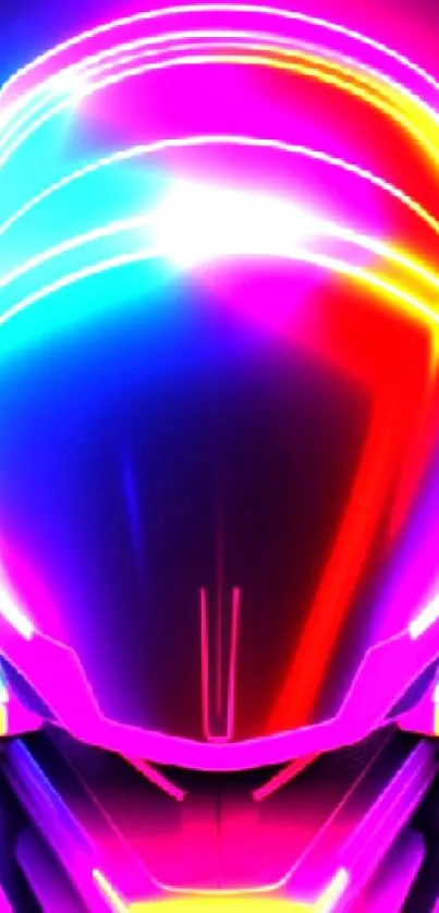 Futuristic neon helmet with vibrant glow