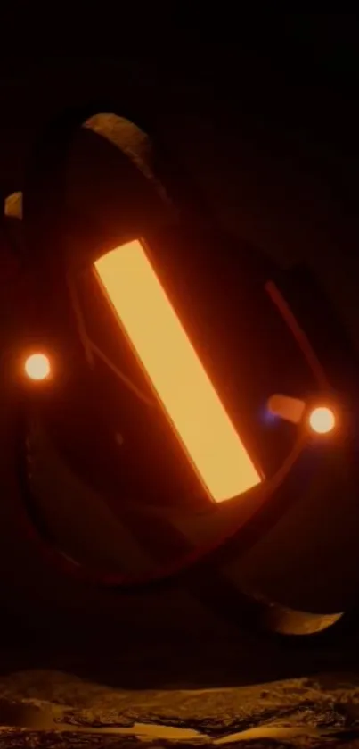 Futuristic neon light design in orange glow.