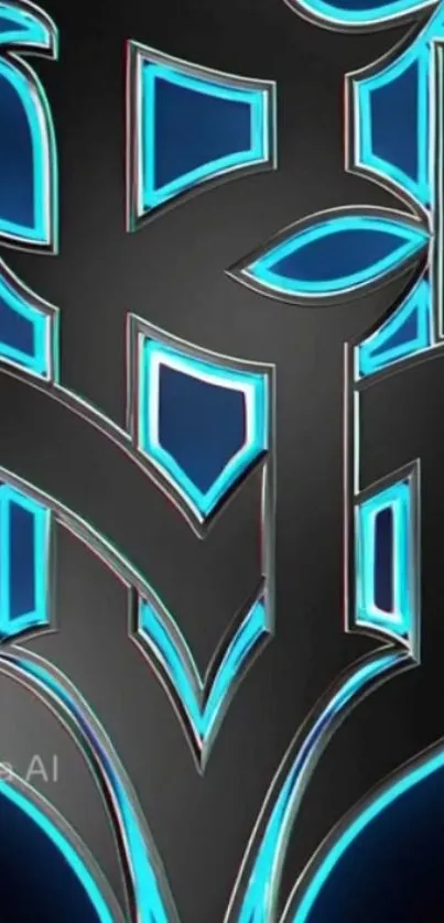 Futuristic neon logo on dark background