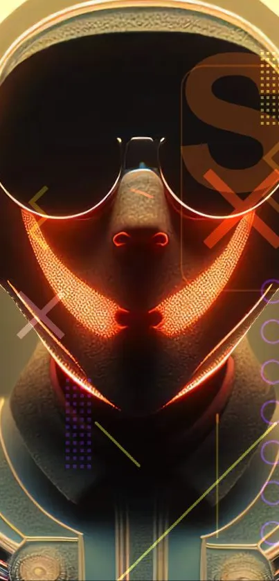 Futuristic neon mask with artistic glow and tech-inspired design.