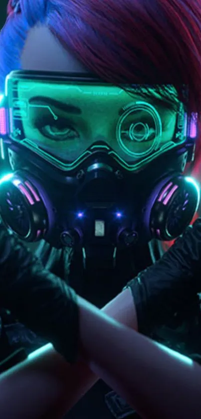 Futuristic neon mask with vibrant glow, perfect for mobile wallpaper.