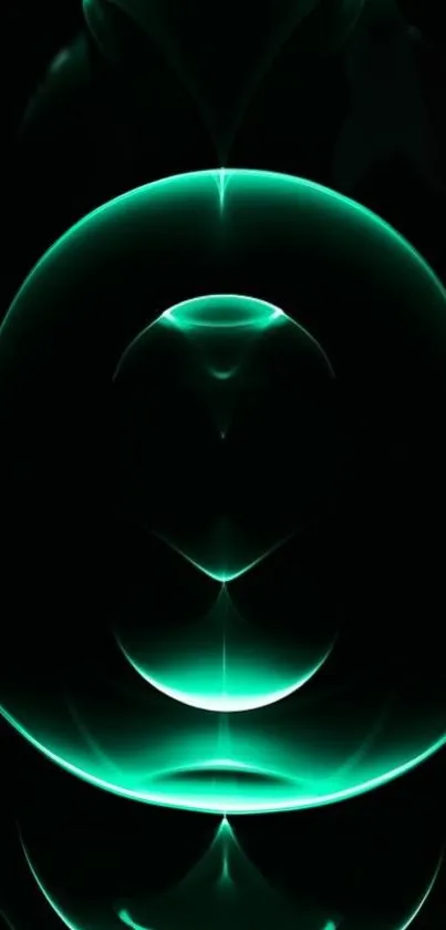 Futuristic neon green abstract mobile wallpaper with dark background.