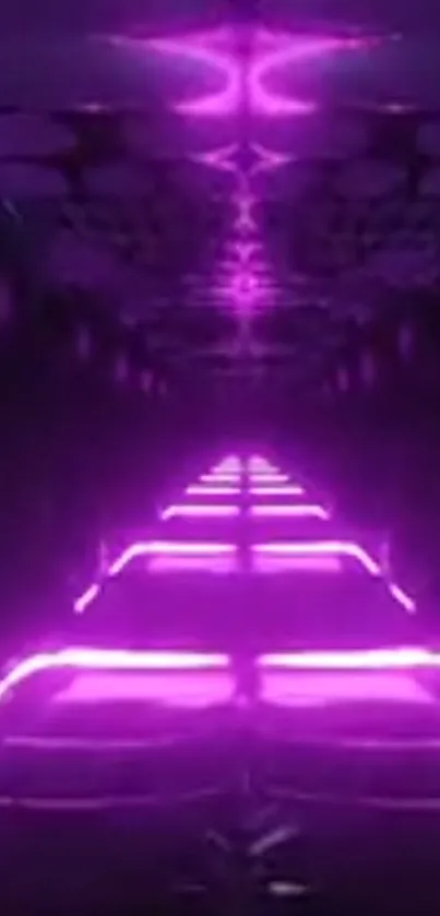 Futuristic neon pathway illuminating in purple hues.