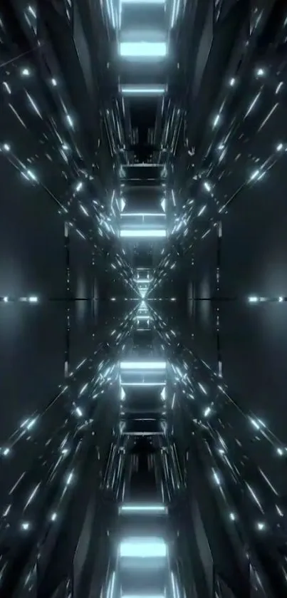 Futuristic neon reflection wallpaper with symmetrical design.