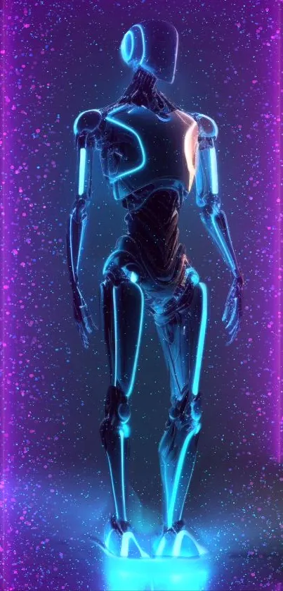 Futuristic neon robot with vibrant colors and glowing effects.