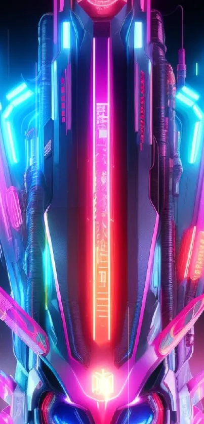 Futuristic neon robot wallpaper with vibrant colors.