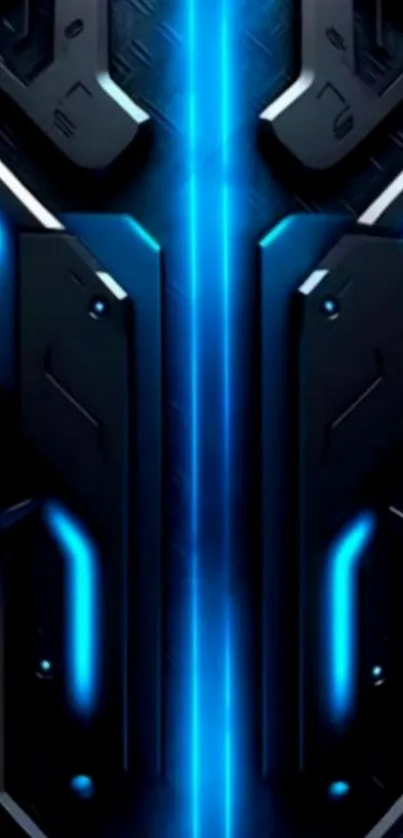 Futuristic neon tech art with blue accents.